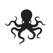 © Shabeer - Black Color Octopus Silhouette. Octopus logo Isolated on white background. A black octopus icon vector illustration.