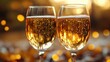 © BlackBird Studio - Elegant Champagne Glasses with Bubbles Against a Warm Sunset Glow
