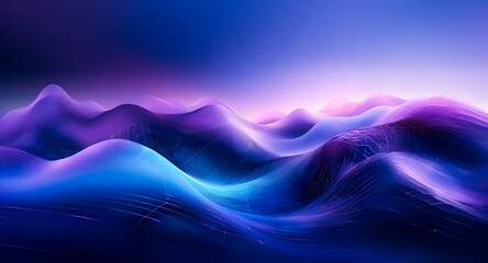 Canvas Print - abstract wavy landscape with smooth, flowing shapes in shades of blue, purple, and pink. a serene an
