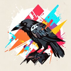 Wall Mural - abstract raven: a symphony of color and form