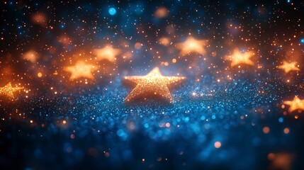 Stars glitter over blue sparkles