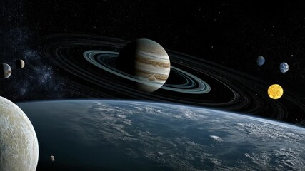 Wall Mural - stunning view of planets and galaxies in vast outer space generative ai