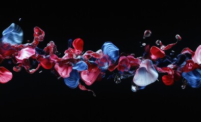 Wall Mural - Abstract Fluid Forms Created Using Various Colors Against Black