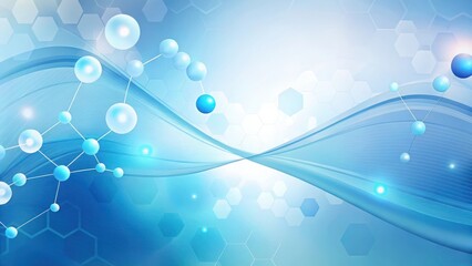 abstract medical banner with light blue and white gradient and molecular structure for healthcare an