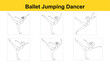 © graphicmount - Set of Elegant Ballet Leaping Ballerina Line Art Silhouette