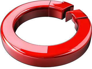 3d red arrow circle icon isolated on transparent background illustration