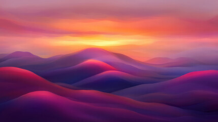 Wall Mural - serene landscape with soft, flowing hills in vibrant colors