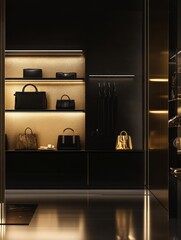 Poster - Explore luxury fashion items in a sleek gold and black online store designed for high-end e-commerce shopping experiences