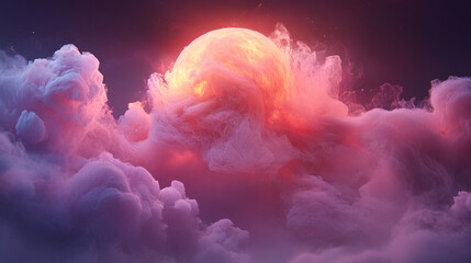 Wall Mural - sun emerges from colorful clouds, creating dreamy