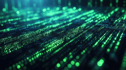 An abstract futuristic digital representation showcasing data streams and code