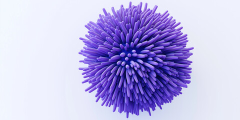 Aufkleber - Purple sphere covered with soft spikes creating an abstract design on white background