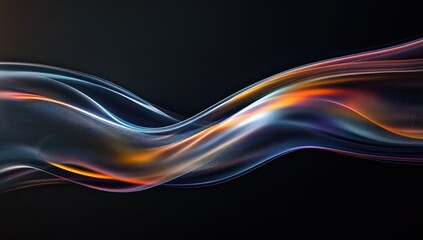 Wall Mural - wavy abstract artwork showcasing vibrant colors against a black background