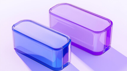 Poster - Two empty glass containers reflecting light on white surface