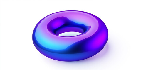Poster - Glossy torus floating on white background with blue and purple gradient