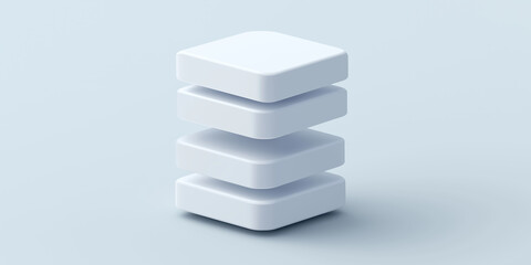 Aufkleber - Four white data storage units balancing on a light blue background