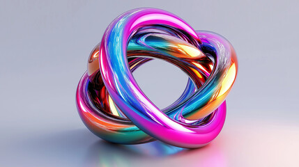 Aufkleber - Iridescent intertwined rings creating a modern and abstract design