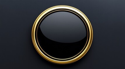 Stylish interface button with an elegant gold outline a glossy black center and professional vector detailing