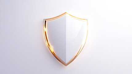 Wall Mural - cyber security safety shield in minimalistic style. 3d vector illustration. white background