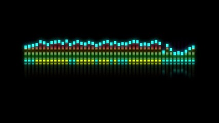 Wall Mural - abstract music sound wave. bright glowing neon vibrant vj disco style on black background for overla