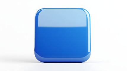 Wall Mural - blank mobile application icon, button - blue square with round corners. 3d rendering, white backgrou