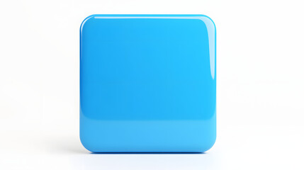 Wall Mural - blank mobile application icon, button - blue square with round corners. 3d rendering, white backgrou