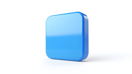 Wall Mural - blank mobile application icon, button - blue square with round corners. 3d rendering, white backgrou