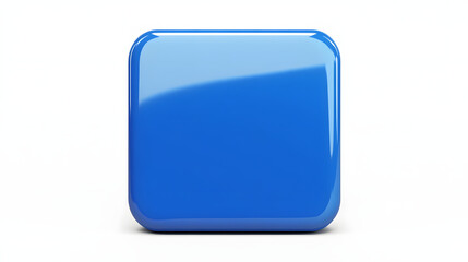 Wall Mural - blank mobile application icon, button - blue square with round corners. 3d rendering, white backgrou