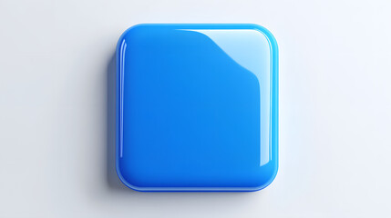 Wall Mural - blank mobile application icon, button - blue square with round corners. 3d rendering, white backgrou