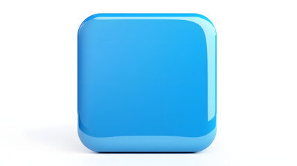 Wall Mural - blank mobile application icon, button - blue square with round corners. 3d rendering, white backgrou