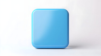 Wall Mural - blank mobile application icon, button - blue square with round corners. 3d rendering, white backgrou