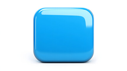 Wall Mural - blank mobile application icon, button - blue square with round corners. 3d rendering, white backgrou