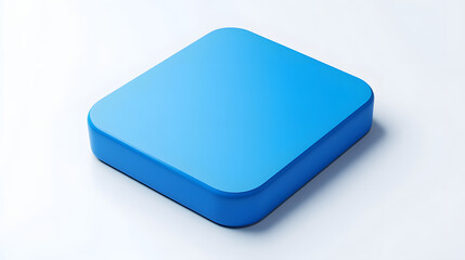 Wall Mural - blank mobile application icon, button - blue square with round corners. 3d rendering, white backgrou