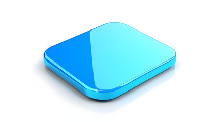 Wall Mural - blank mobile application icon, button - blue square with round corners. 3d rendering, white backgrou