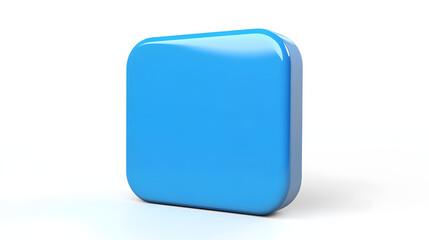 Wall Mural - blank mobile application icon, button - blue square with round corners. 3d rendering, white backgrou