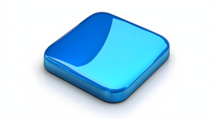 Wall Mural - blank mobile application icon, button - blue square with round corners. 3d rendering, white backgrou