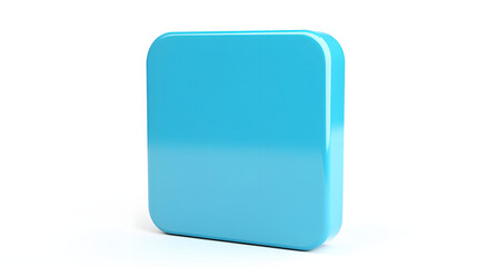 Wall Mural - blank mobile application icon, button - blue square with round corners. 3d rendering, white backgrou