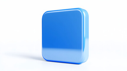 Wall Mural - blank mobile application icon, button - blue square with round corners. 3d rendering, white backgrou