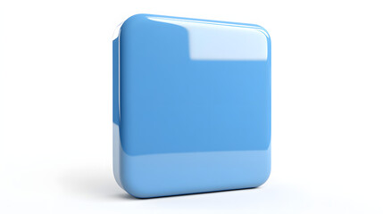 Wall Mural - blank mobile application icon, button - blue square with round corners. 3d rendering, white backgrou
