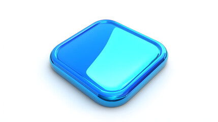 Wall Mural - blank mobile application icon, button - blue square with round corners. 3d rendering, white backgrou