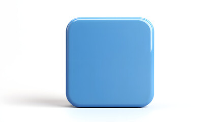 Wall Mural - blank mobile application icon, button - blue square with round corners. 3d rendering, white backgrou