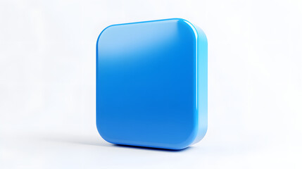 Wall Mural - blank mobile application icon, button - blue square with round corners. 3d rendering, white backgrou