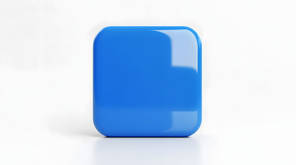 Wall Mural - blank mobile application icon, button - blue square with round corners. 3d rendering, white backgrou