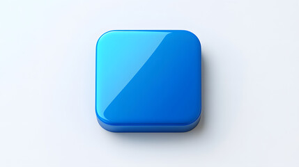 Wall Mural - blank mobile application icon, button - blue square with round corners. 3d rendering, white backgrou