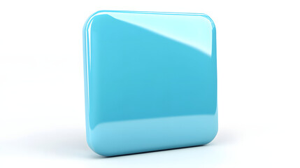Wall Mural - blank mobile application icon, button - blue square with round corners. 3d rendering, white backgrou
