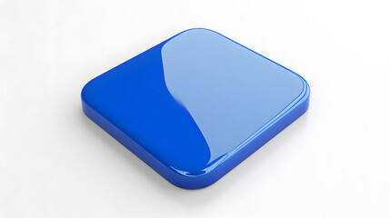 Wall Mural - blank mobile application icon, button - blue square with round corners. 3d rendering, white backgrou
