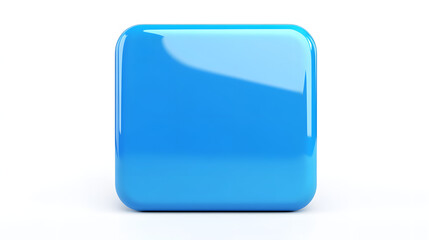 Wall Mural - blank mobile application icon, button - blue square with round corners. 3d rendering, white backgrou