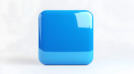 Wall Mural - blank mobile application icon, button - blue square with round corners. 3d rendering, white backgrou