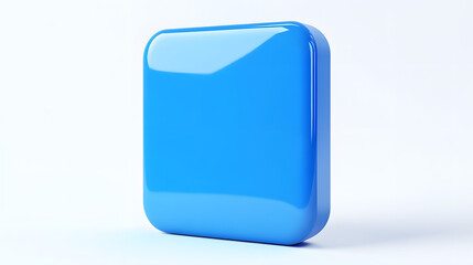 Wall Mural - blank mobile application icon, button - blue square with round corners. 3d rendering, white backgrou