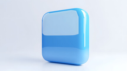 Wall Mural - blank mobile application icon, button - blue square with round corners. 3d rendering, white backgrou