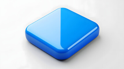 Wall Mural - blank mobile application icon, button - blue square with round corners. 3d rendering, white backgrou